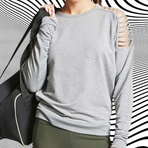 🪻BOGO🪻 Forever 21 Gray Active Ladder Cut-Out Top‎ Size Medium
